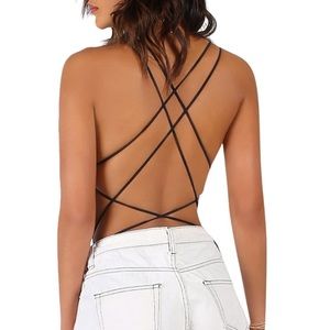 Black Strappy Bodysuit. Never worn.